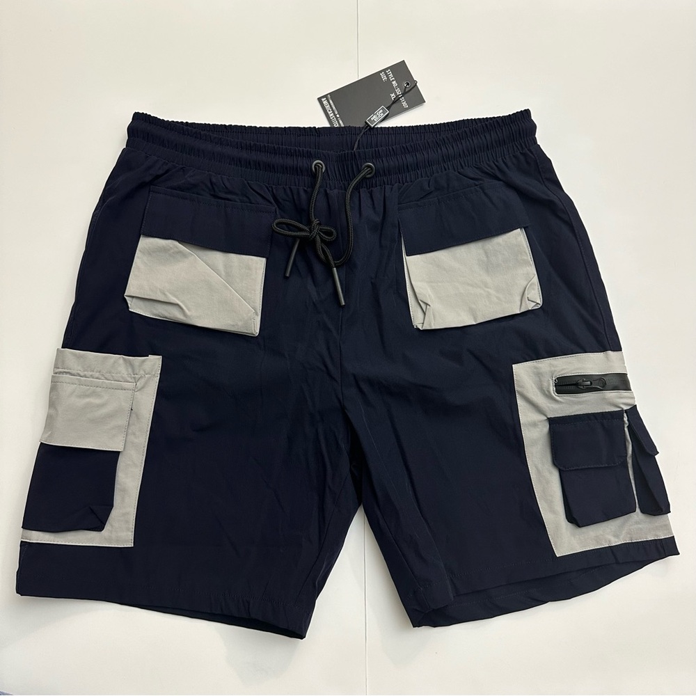 American Stitch Men's Cargo Shorts Blue Grey Size XL